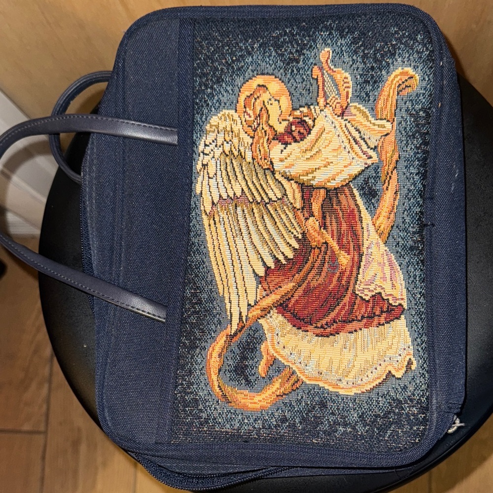 Zondervan Gifts Angel Embroidered Tapestry Bible Cover With Handles